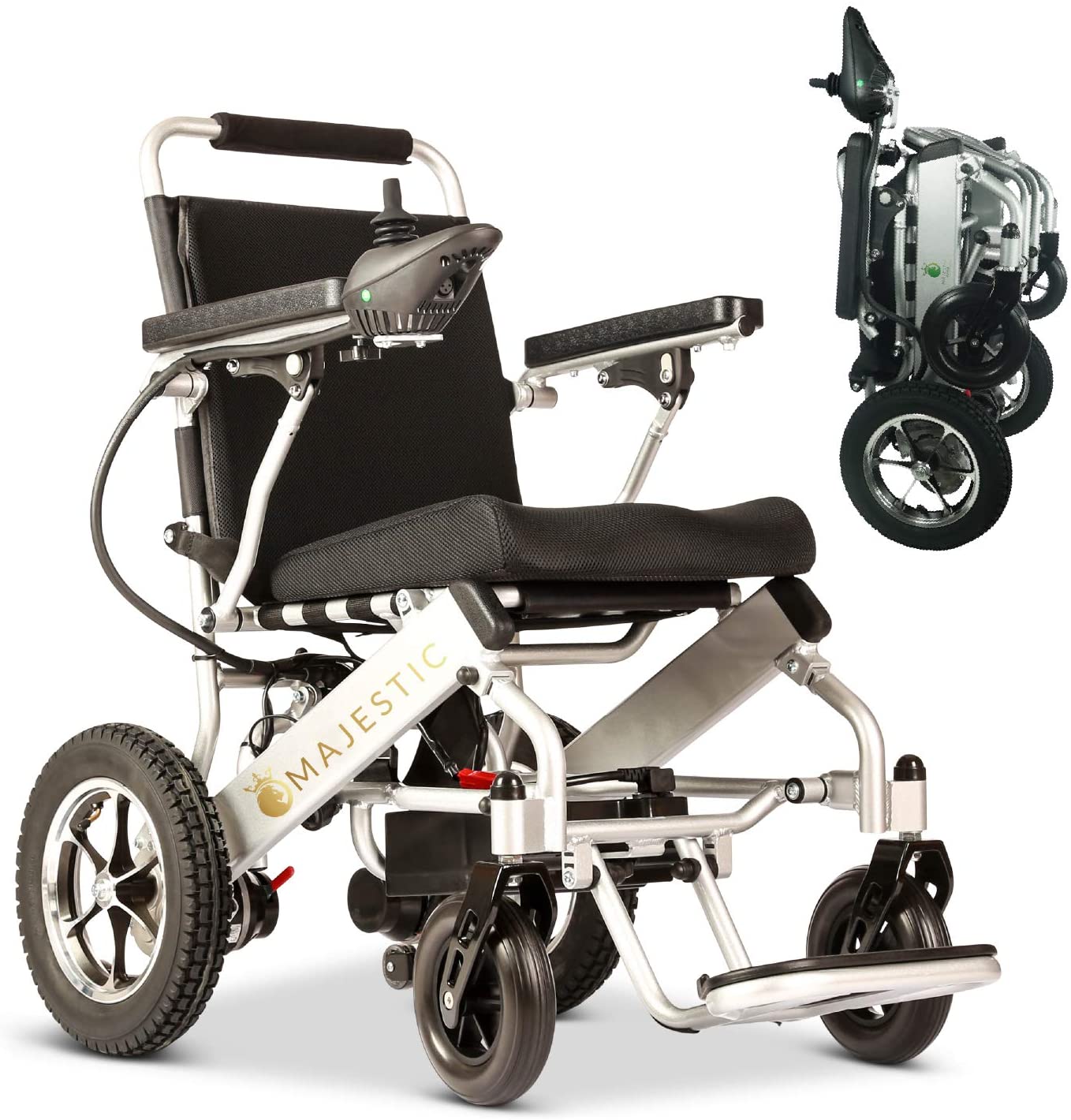 2020 New Folding Ultra Lightweight Electric Power Wheelchair, Silla de Ruedas Electrica, FDA Approved and Air Travel Allowed, Heavy Duty, Mobility Motorized, Portable Power (17.5??? Seat Width)