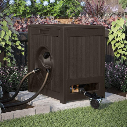 Suncast 125 Aquawinder Auto Rewind Water Powered Yard Hose Reel, Java (2 Pack)