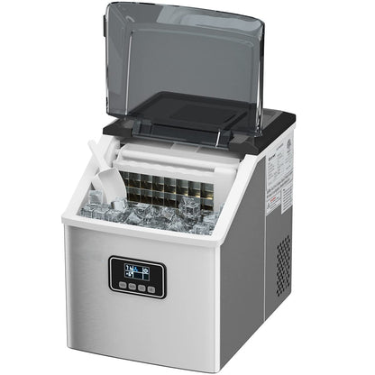 Countertop Ice Maker Machine, Stainless Steel, 48LBS/24H, Self-Clean Function