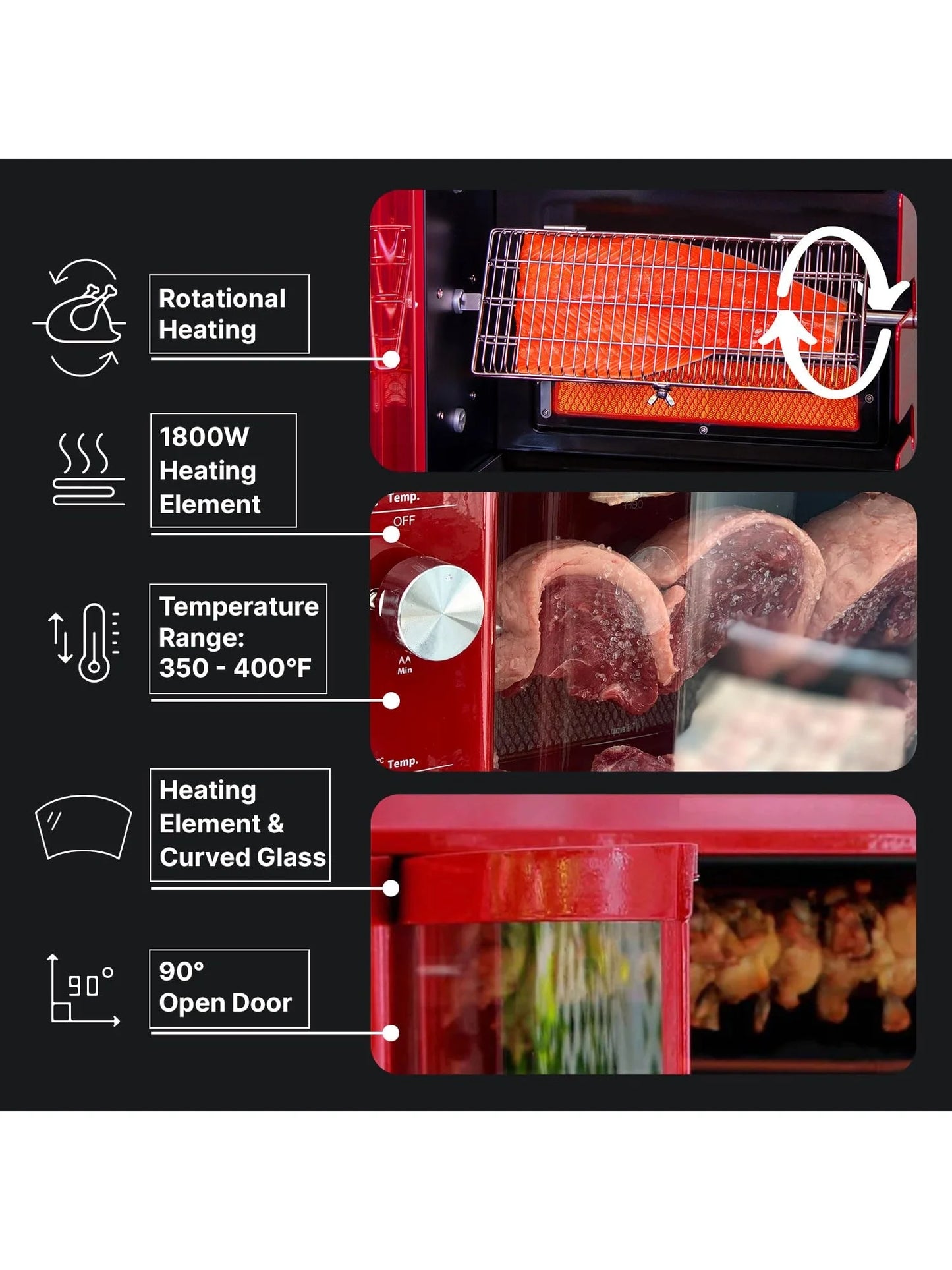 Brazilian Flame Churrasco? Gas Rotisserie Oven Grill Roaster with Auto Rotating Skewers for Rotisserie Chicken, Brazilian Style BBQ and Churrasco, Shawarma Machine, Propane Grill - 2024 Series