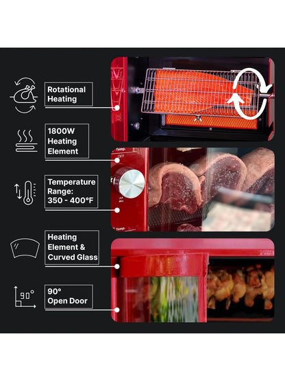 Brazilian Flame Churrasco? Gas Rotisserie Oven Grill Roaster with Auto Rotating Skewers for Rotisserie Chicken, Brazilian Style BBQ and Churrasco, Shawarma Machine, Propane Grill - 2024 Series