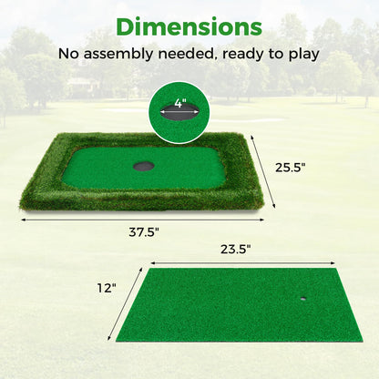 Floating Golf Green for Pool, Chipping Green Mat w/Hitting Mat, Golf Balls, Rectangle, 37.5" x 25.5"