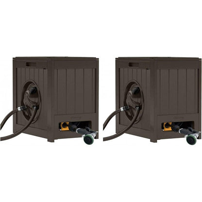 Suncast 125 Aquawinder Auto Rewind Water Powered Yard Hose Reel, Java (2 Pack)