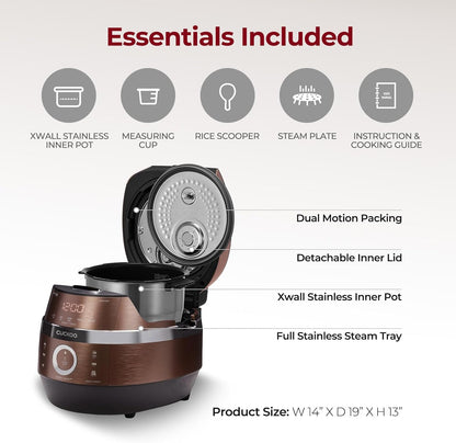 6-Cup (Uncooked) Induction Heating Pressure Rice Cooker | 13 Menu Options, Auto-Clean, Voice Guide,