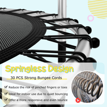 55" Trampoline for Kids, ASTM Approved Toddler Mini Trampoline w/Safety Enclosure Net