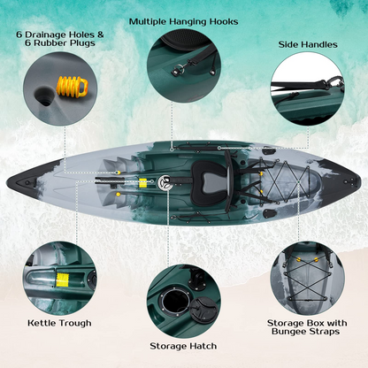 Sit-on-Top Fishing Kayaks for Adults, 9.7 FT One Person Recreational Touring Kayak