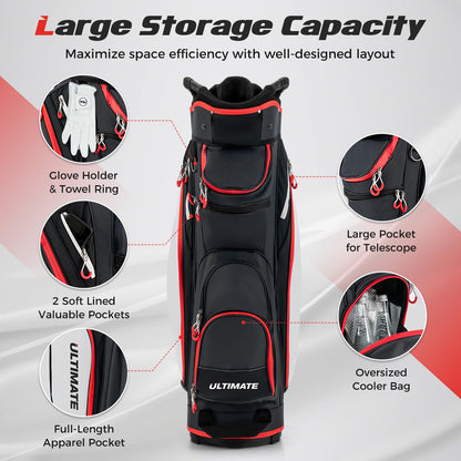Golf Cart Bag with 14-Way Dividers, Lightweight Portable Golf Club Bag