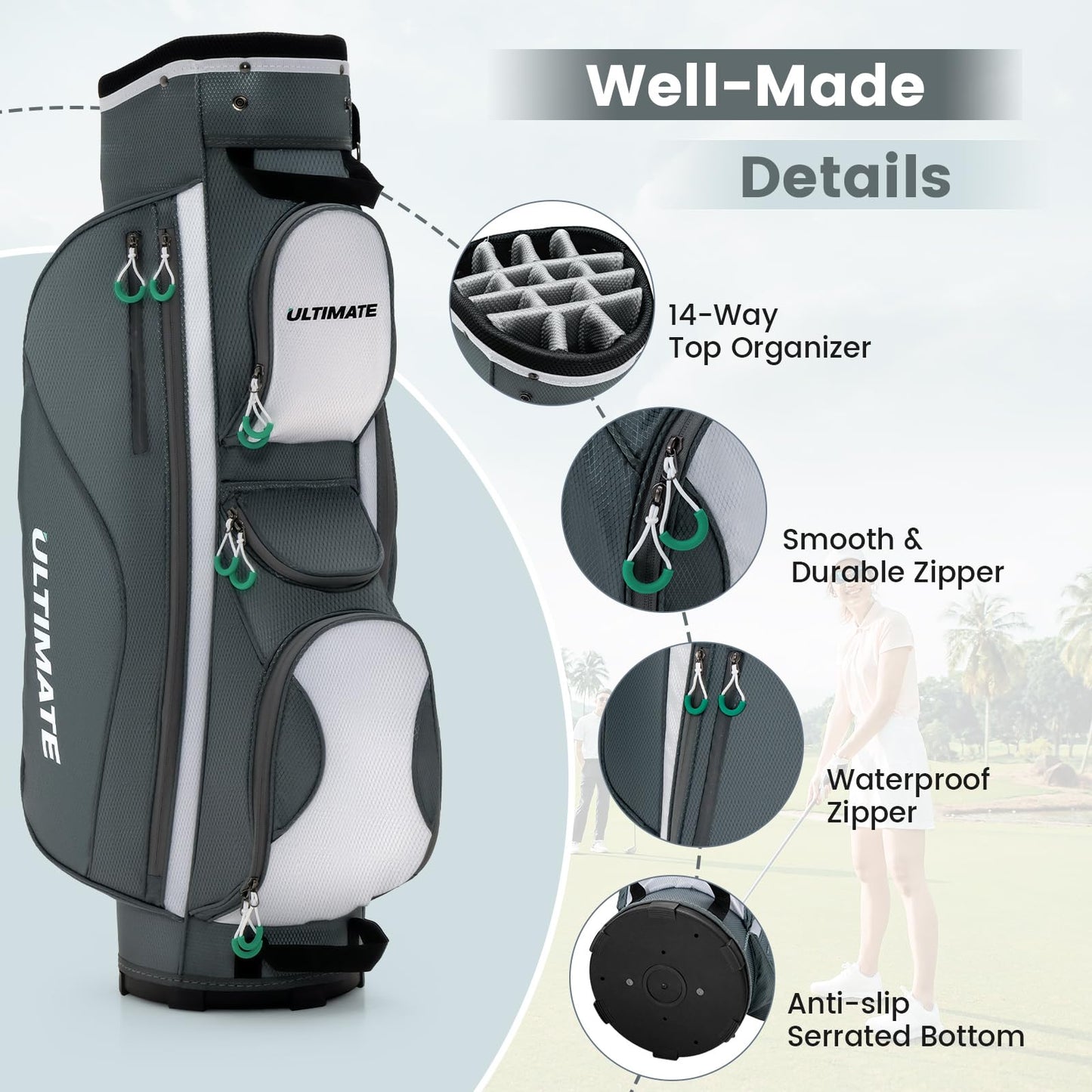 Golf Cart Bag with 14 Top Dividers