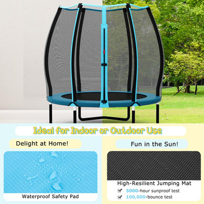 55" Trampoline for Kids, ASTM Approved Toddler Mini Trampoline w/Safety Enclosure Net