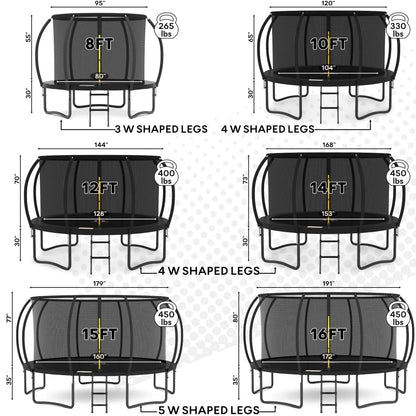 JUMPZYLLA 8FT Trampoline Outdoor with Enclosure for Kids