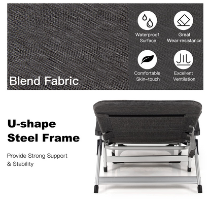 Chaise Lounge Chair, Folding Outdoor Patio Lounger with Cup Holder & Detachable Headrest
