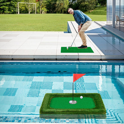 Floating Golf Green for Pool, Chipping Green Mat w/Hitting Mat, Golf Balls, Rectangle, 37.5" x 25.5"