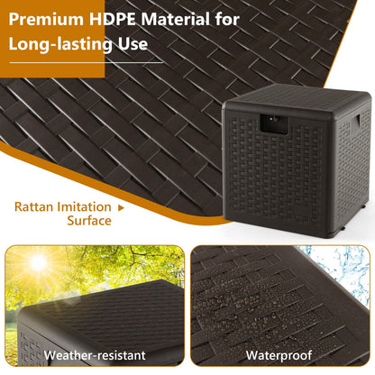 Outdoor Storage Box, 31 73 100 Gallon Waterproof Resin Patio Storage Box with Lockable Lid, Side Handle for Pillows, Cushions