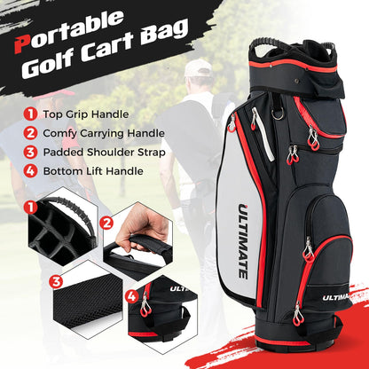 Golf Cart Bag with 14-Way Dividers, Lightweight Portable Golf Club Bag