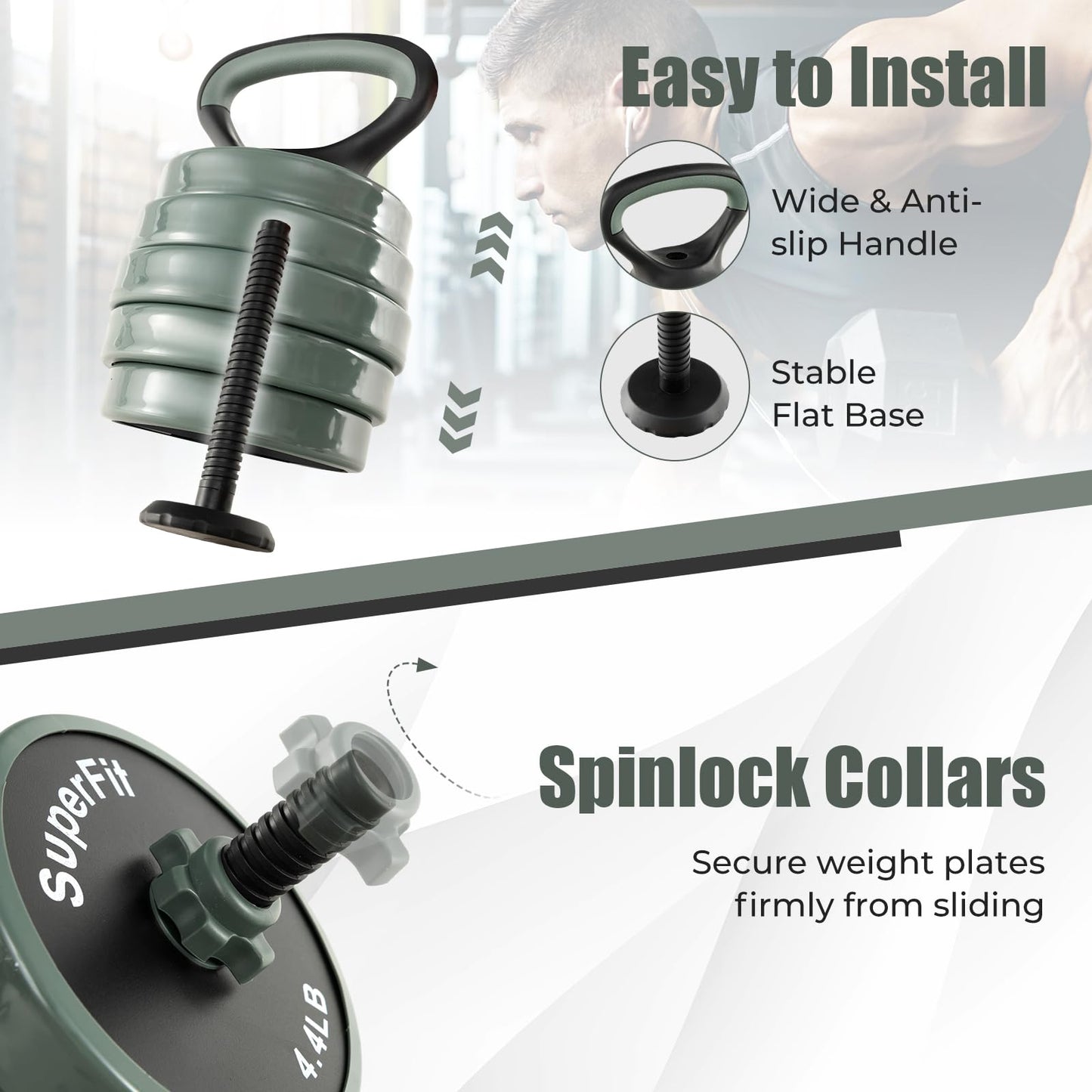 Adjustable Dumbbell Set, 92 LBS Free Weight Set w/Connector