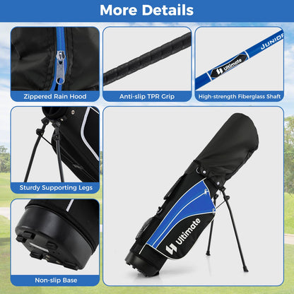 Junior Complete Golf Clubs Set for Kids, Right Hand Golf Clubs w/Stand Bag, Aged 8-10