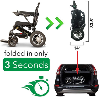 2020 New Folding Ultra Lightweight Electric Power Wheelchair, Silla de Ruedas Electrica, FDA Approved and Air Travel Allowed, Heavy Duty, Mobility Motorized, Portable Power (17.5??? Seat Width)