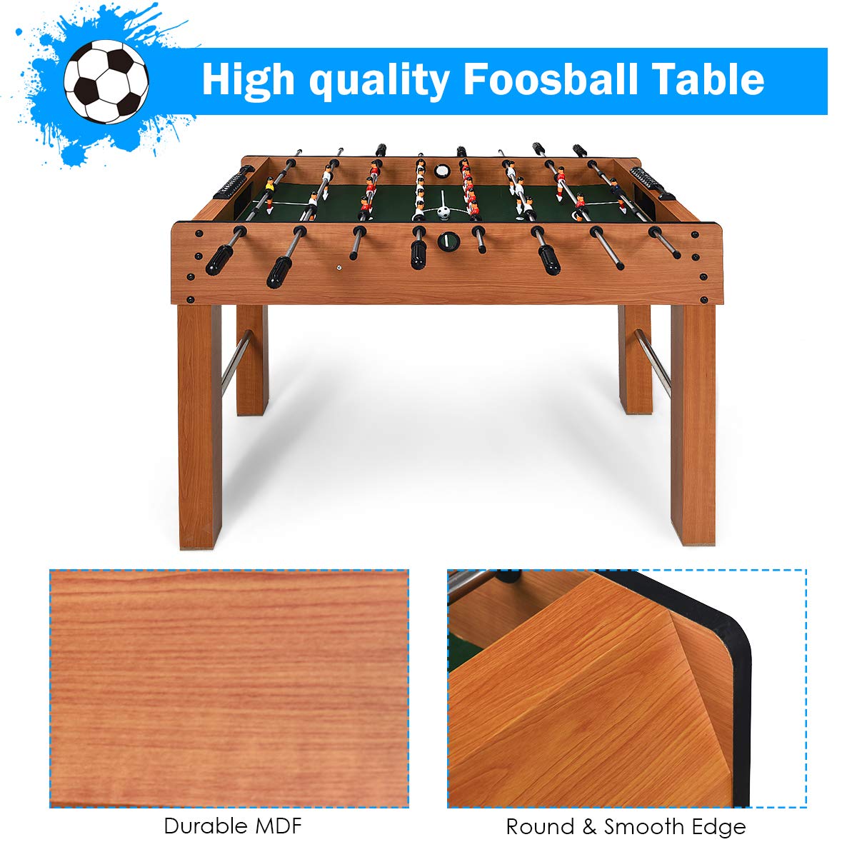 48" Foosball Table, Easy-Assemble Soccer Game Table