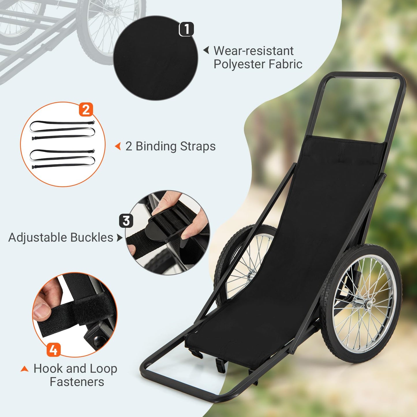 Folding Deer Cart with Polyester Liner, 550 LBS Heavy-Duty Hunting Game Hauler with 20" Rubber Wheels, Ergonomic Handle