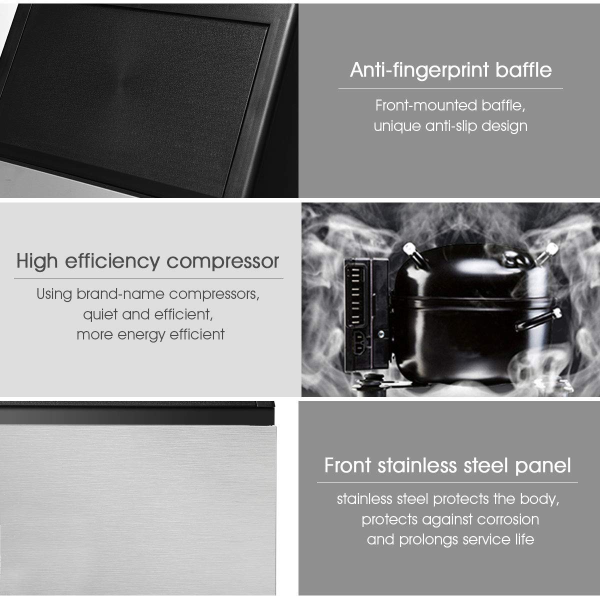 Commercial Home Ice Maker Machine, Built-in Stainless Steel Electric Ice Cube Maker, 33lbs Storage Capacity & Ice Shovel