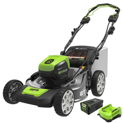 80V Cordless 21′�?Self-Propelled Brushless Lawn Mower | Greenworks