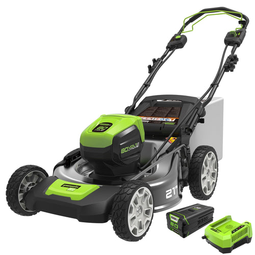 80V Cordless 21′�?Self-Propelled Brushless Lawn Mower | Greenworks