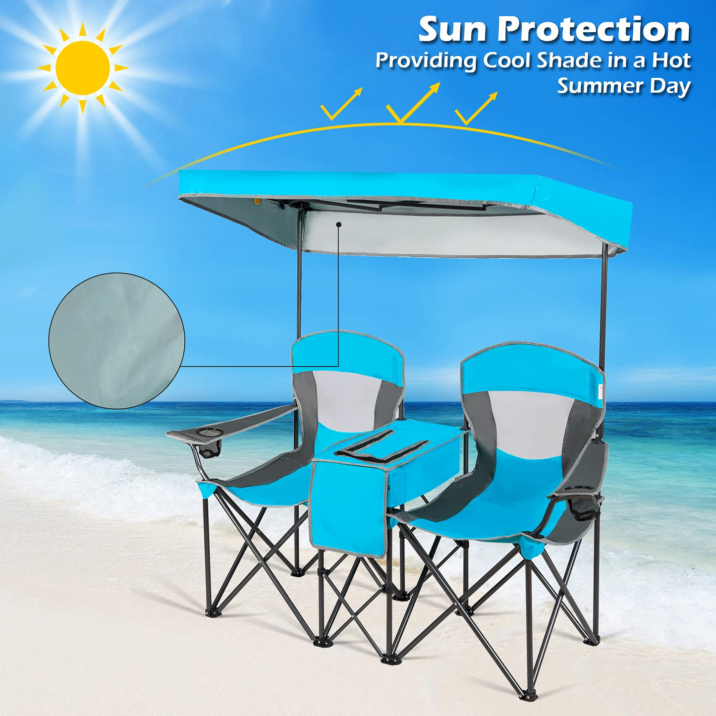 Double Camping Seat w/Shade Canopy