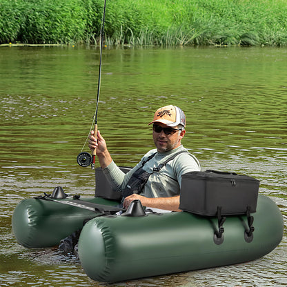 Inflatable Float Tube, Fishing Belly Boat with Fish Ruler, 2 Detachable Storage Bags, Pump, Carry Bag
