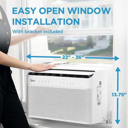 8,000 BTU U-Shaped Smart Inverter Air Conditioner Cools up to 350 Sq. Ft., Ultra Quiet with Open Window Flexibility, Compatible with Alexa, 35% Energy Savings, Remote Control (Renewed)