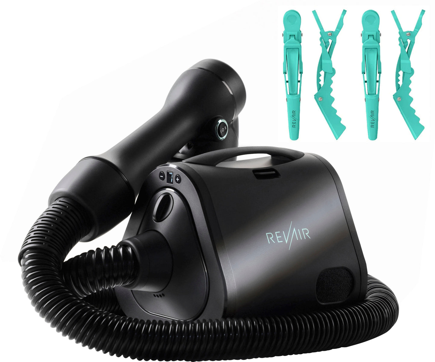 Reverse-Air Hair Dryer with Hair Clips �?Black
