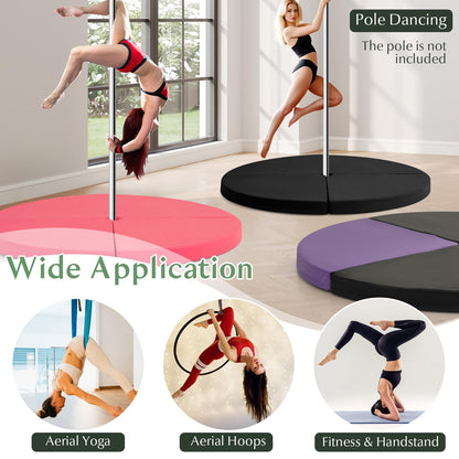 Pole Dance Crash Mat, Round Portable Yoga Mat with EPE Foam, Safety Dancing Cushion Specialized Fall Safety Padding