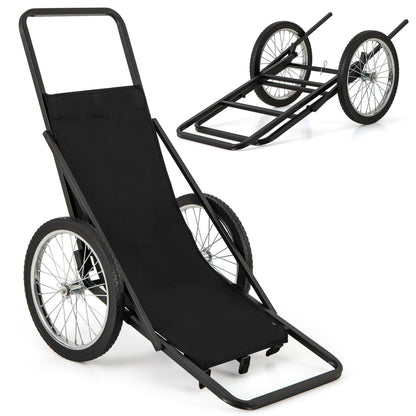 Folding Deer Cart with Polyester Liner, 550 LBS Heavy-Duty Hunting Game Hauler with 20" Rubber Wheels, Ergonomic Handle