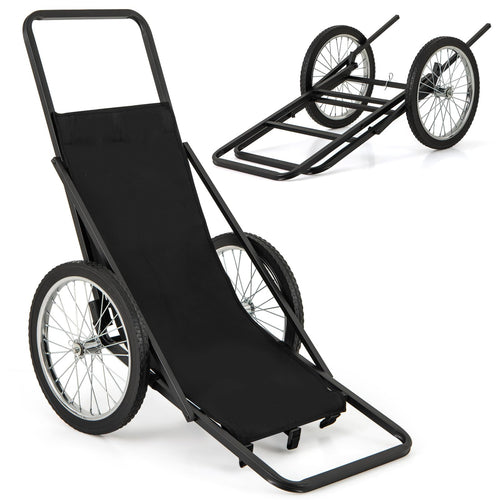 Folding Deer Cart with Polyester Liner, 550 LBS Heavy-Duty Hunting Game Hauler with 20" Rubber Wheels, Ergonomic Handle