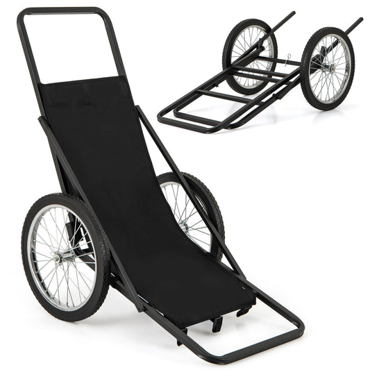 Folding Deer Cart with Polyester Liner, 550 LBS Heavy-Duty Hunting Game Hauler with 20" Rubber Wheels, Ergonomic Handle