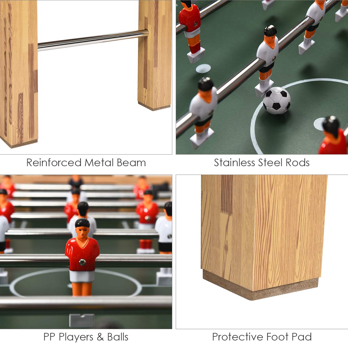 48" Foosball Table, Easy-Assemble Soccer Game Table