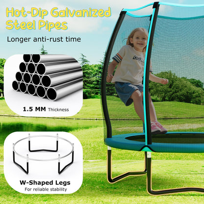 55" Trampoline for Kids, ASTM Approved Toddler Mini Trampoline w/Safety Enclosure Net