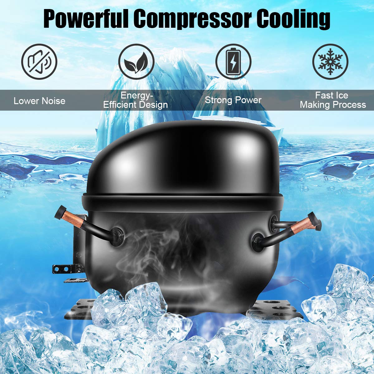 Countertop Ice Maker Machine, Stainless Steel, 48LBS/24H, Self-Clean Function