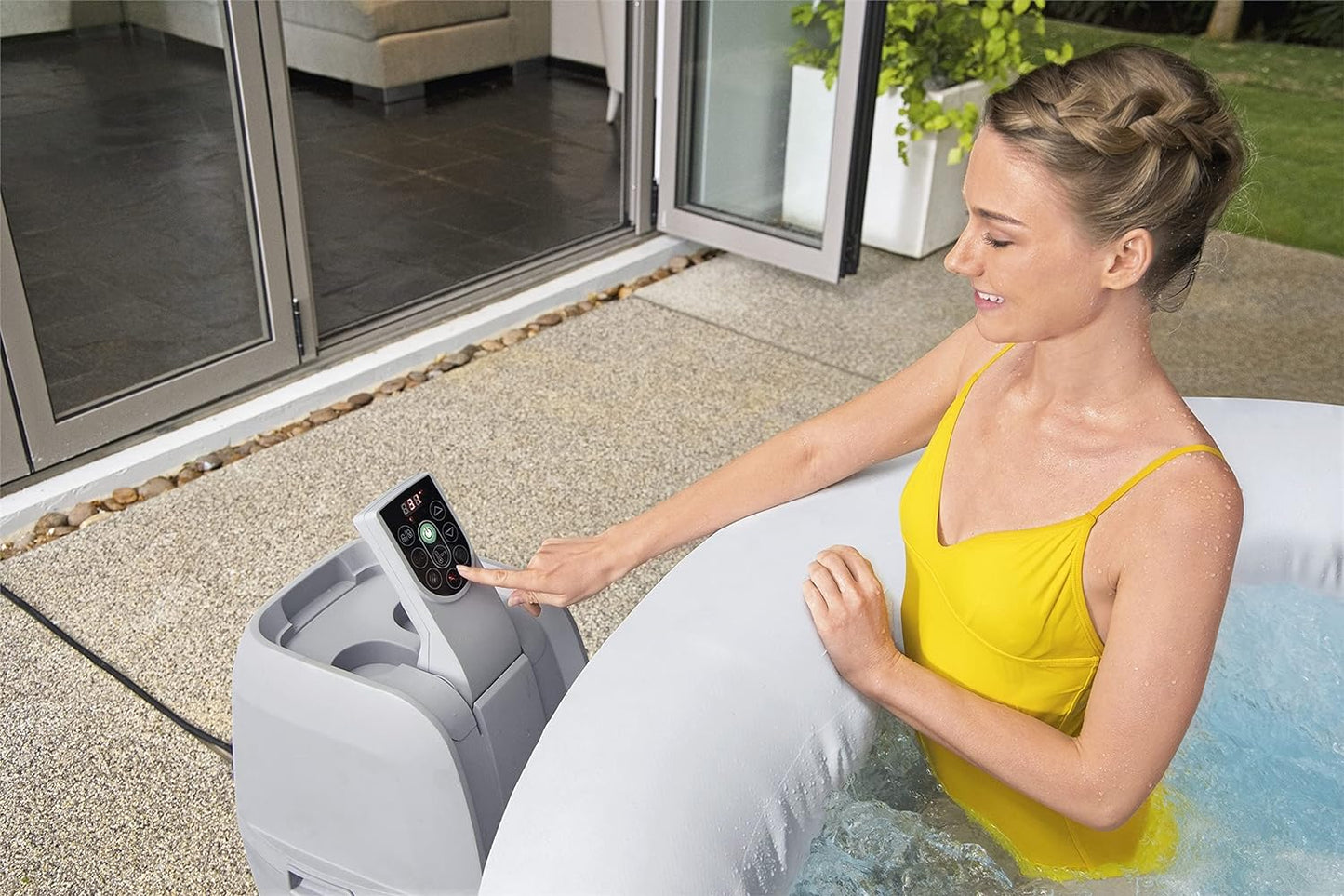 Inflatable Hot Tub Spa | Portable Hot Tub with Heated Water System and 140 Bubble Jets | Fits Up to 4 People