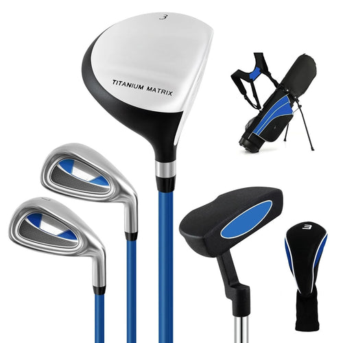 Junior Complete Golf Clubs Set for Kids, Right Hand Golf Clubs w/Stand Bag, Aged 8-10