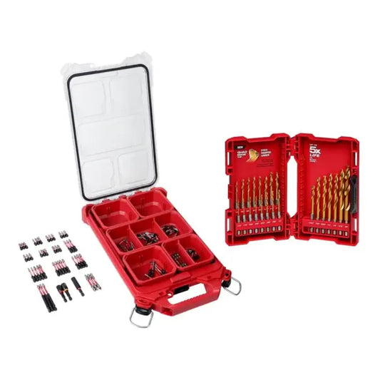 48-32-4082-48-89-4631 SHOCKWAVE Impact Duty Alloy Steel Screw Driver Bit Set with  Case with Titanium Drill Bit Set (123-Piece)