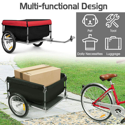 Cargo Bike Trailer, Folding Frame Quick Release 16" Wheels Bicycle Cargo Trailer