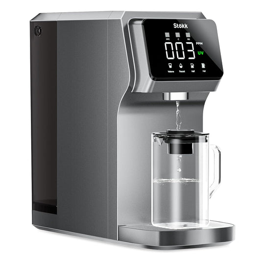 Countertop Reverse Osmosis Water Filter, Carafe Alkaline Boost, 6-Stage RO Filtration System, Home Water Purifier, Reduce , Gray