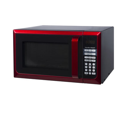 Beach Stainless Steel 0.9 Cu. ft. Red Microwave Oven, Red Stainless Steel