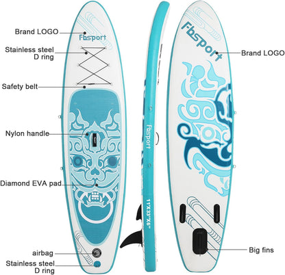 Premium Stand Up Paddle Board, Yoga Board with Durable SUP Accessories & Carry Bag | Wide Stance, Surf Control, Non-Slip Deck, Leash, Paddle and Pump for Youth & Adult