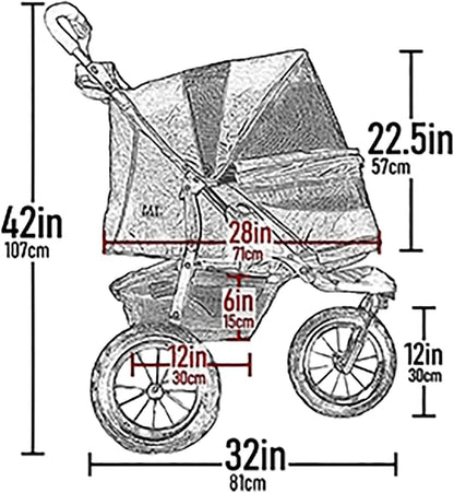 No-Zip NV Pet Stroller for Cats/Dogs, Zipperless Entry, Easy One-Hand Fold, Gel-Filled Tires, Plush Pad + Weather Cover Included, 3 colors