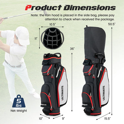 Golf Cart Bag with 14-Way Dividers, Lightweight Portable Golf Club Bag
