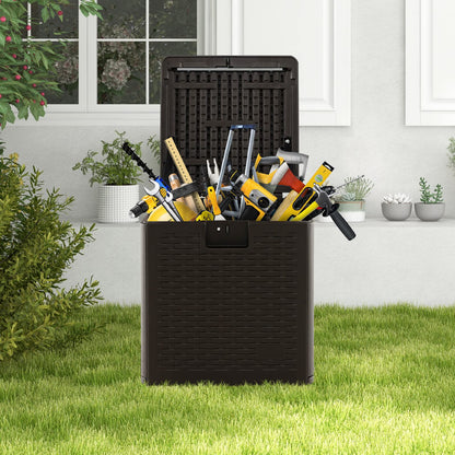 Outdoor Storage Box, 31 73 100 Gallon Waterproof Resin Patio Storage Box with Lockable Lid, Side Handle for Pillows, Cushions