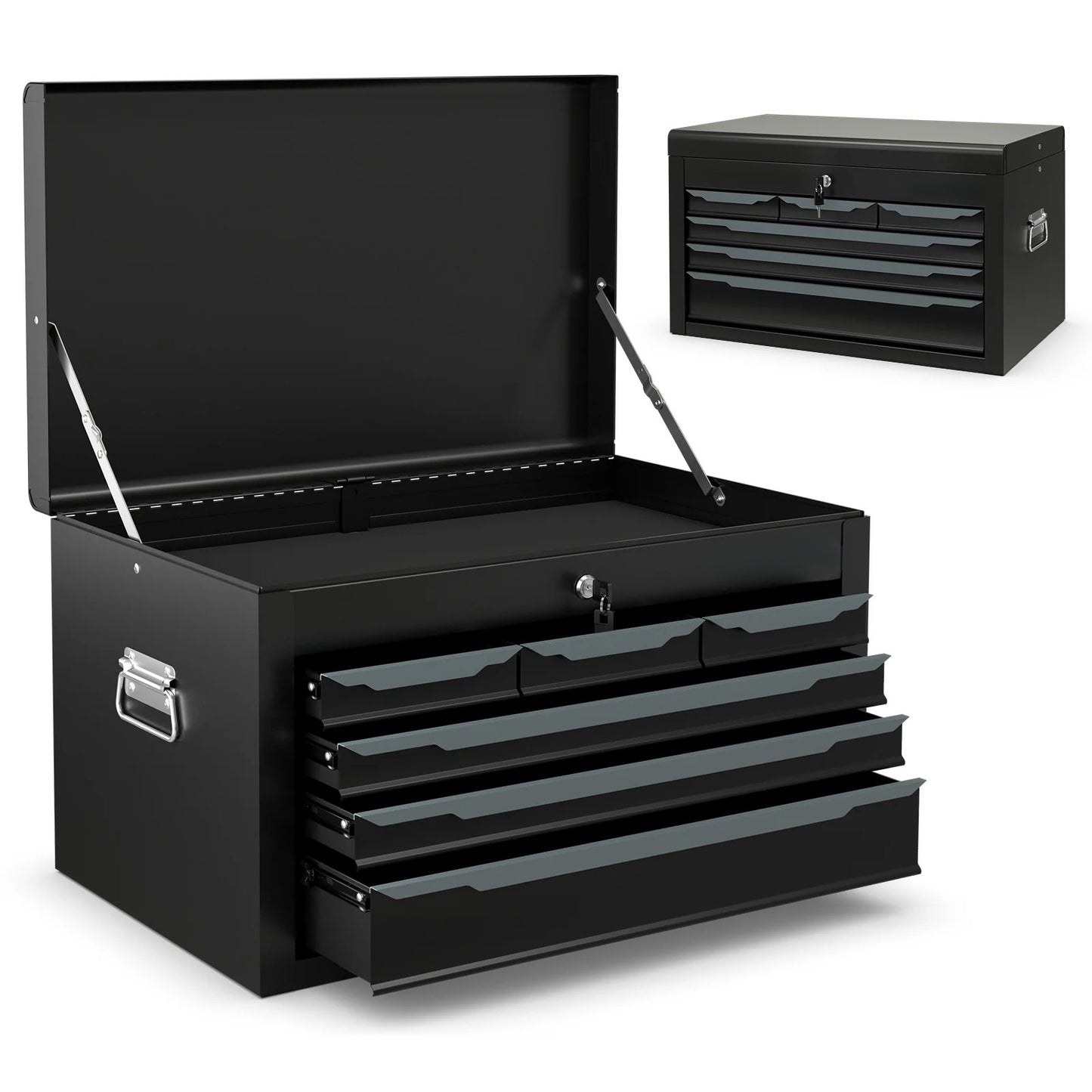Steel Tool Box, 24�?Tool Chest Case with 6 Drawers, Top Storage, Automatic Lock