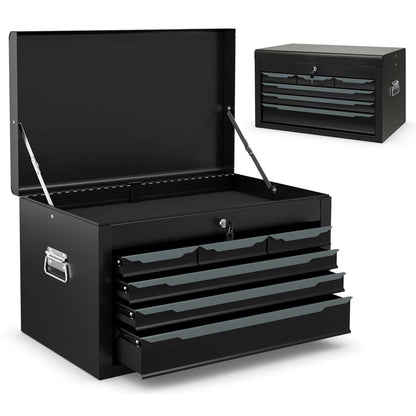 Steel Tool Box, 24�?Tool Chest Case with 6 Drawers, Top Storage, Automatic Lock