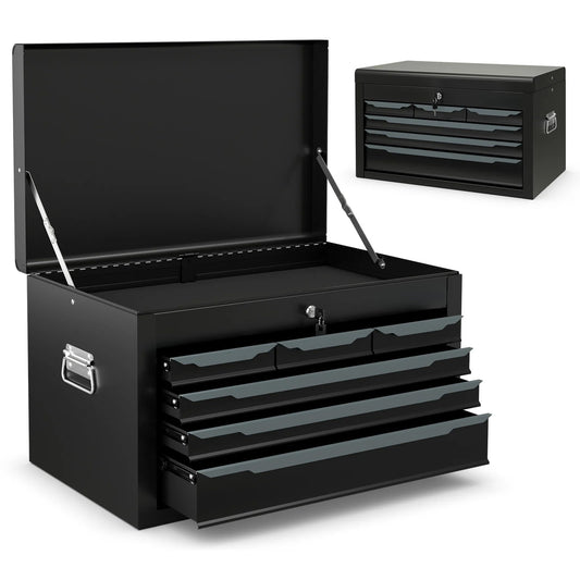 Steel Tool Box, 24�?Tool Chest Case with 6 Drawers, Top Storage, Automatic Lock
